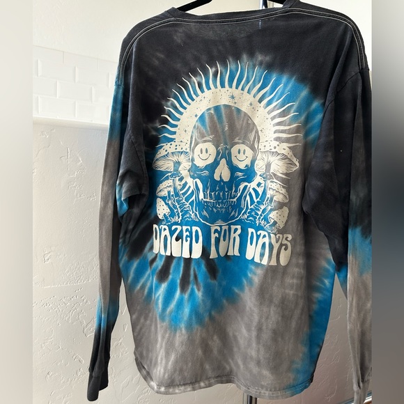 Pac Sun blue, black, gray and white long sleeve tie dye shirt - Picture 7 of 11